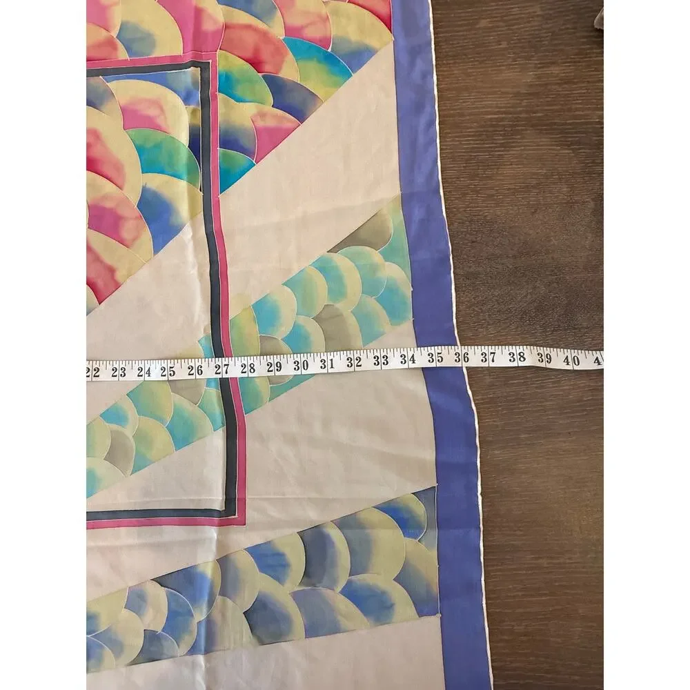 Ustunler Purple Pastels Square 36’x36’ vintage silk scarf neck tie bag twilly